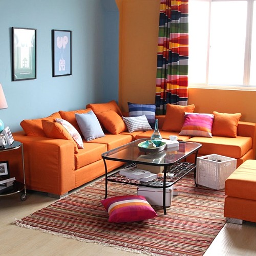 tolook图勒客厅沙发 简约现代时尚橙色海洋 布