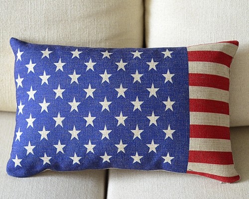 外贸宜家简约创意美式乡村美国国旗星条旗棉麻