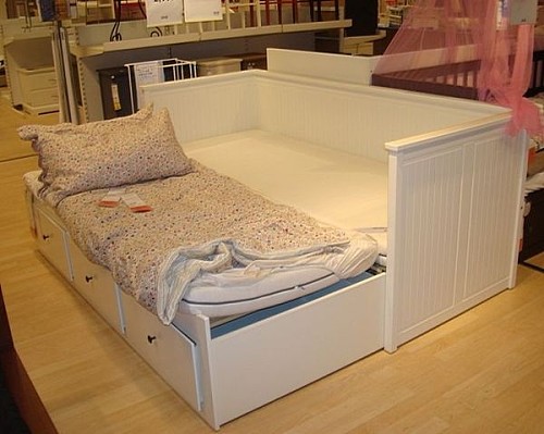 【图】北欧宜家,床IKEA宜家 汉尼斯 坐卧两用床框架带3屉 客床 白色 拉米宜家代购网购--一兜糖yidoutang.com