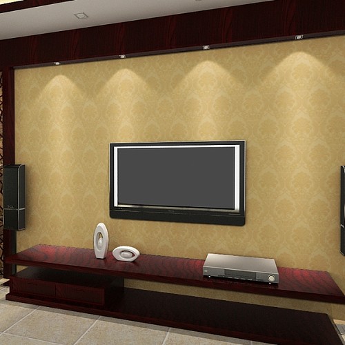 墙纸欧式pvc红色大马士革环保卧室客厅电视影视背景墙壁纸特价A,红色欧式,美式乡村墙饰,壁纸搭配及图片-一兜糖yidoutang.com