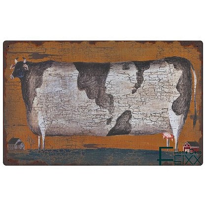 牛身上的世界地图 欧式怀旧海报铁皮画复古配