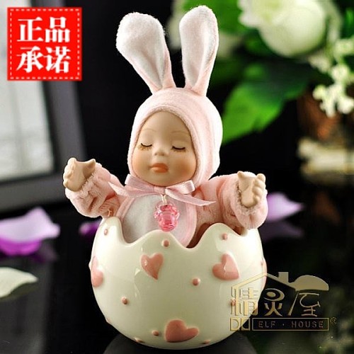 淘金币 可爱心型图案蛋壳娃娃睡宝宝陶瓷音乐