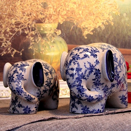 【图】摆件,新中式一对象63.7元青花陶瓷母子