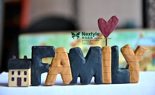 美式乡村风格 树脂彩绘英文字母 family 家庭 家