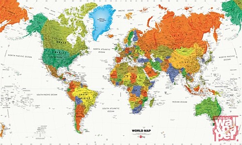 美国原装进口壁纸 世界地图 壁画 办公室 书房