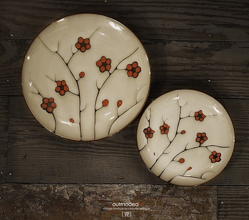 繁花似锦彩绘餐盘,花色新中式餐具搭配及图片