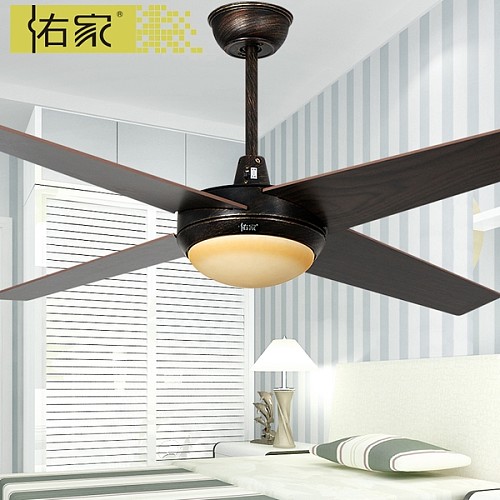 佑家52-YJ093遥控吊扇灯木叶欧式仿古电扇灯单灯LED吊扇风扇客厅,搭配及图片-一兜糖yidoutang.com