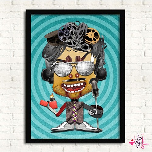 2B青年 人物卡通创意抽象画 平面彩色个性装饰