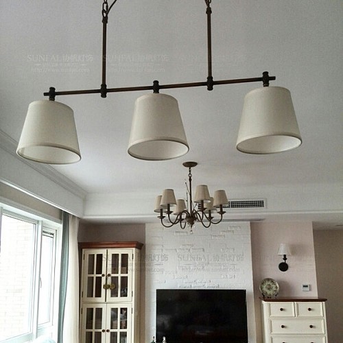 HH风格美式乡村吊灯 长方形餐厅灯 北欧田园 