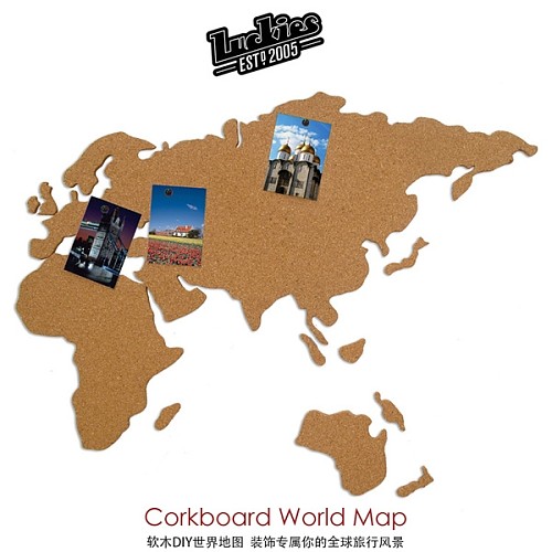 英国 LUCKIES 软木世界地图留言板 DIY照片墙