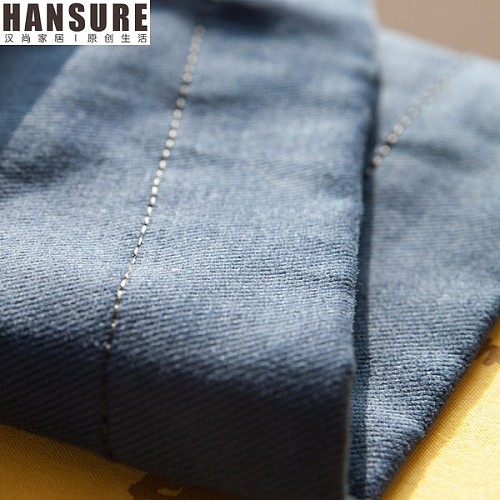 *威拉*深蓝色纯色全棉布艺成品定制窗帘 客厅卧