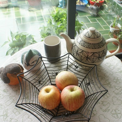 美式铁艺蜘蛛果盘,黑色美式乡村果盘搭配及图