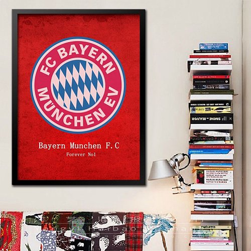 德甲足球俱乐部拜仁慕尼黑队徽装饰画有框画酒