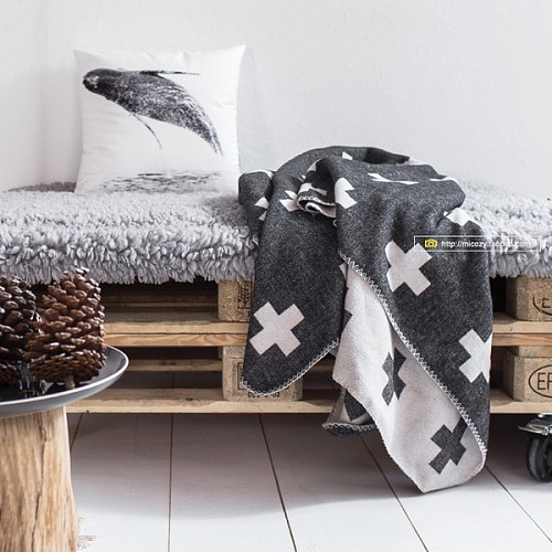 冬季北欧十字盖毯沙发休闲毯子羊毛针织婴儿童