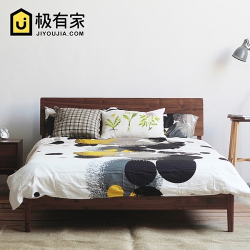 熹山工房原创设计胡桃实木双人床美式乡村北欧