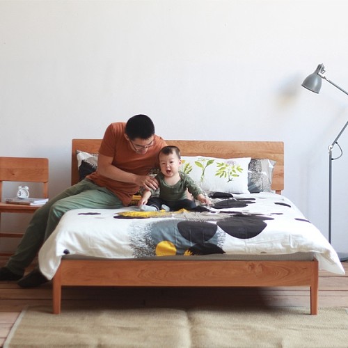 熹山工房原创设计胡桃实木双人床美式乡村北欧