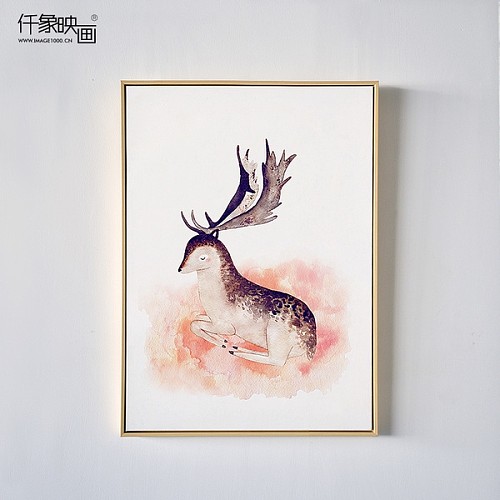 仟象映画 小鹿 竖版玄关装饰画北欧餐厅墙画现