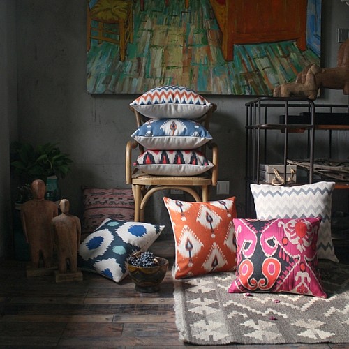 外贸出口几何抽象亚麻抱枕北欧宜家沙发床靠垫