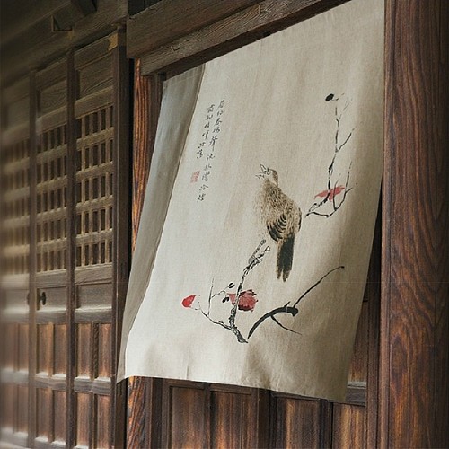 帛彩堂门帘布艺隔断帘中式日式门帘风水帘布门