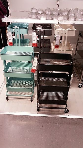 北京宜家代购 拉斯克厨房推车浴室置物架滚轮