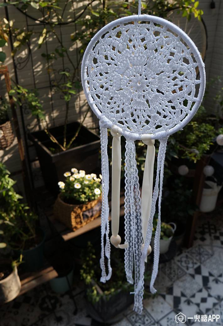 diy家居编织 | 钩针版蕾丝捕梦网